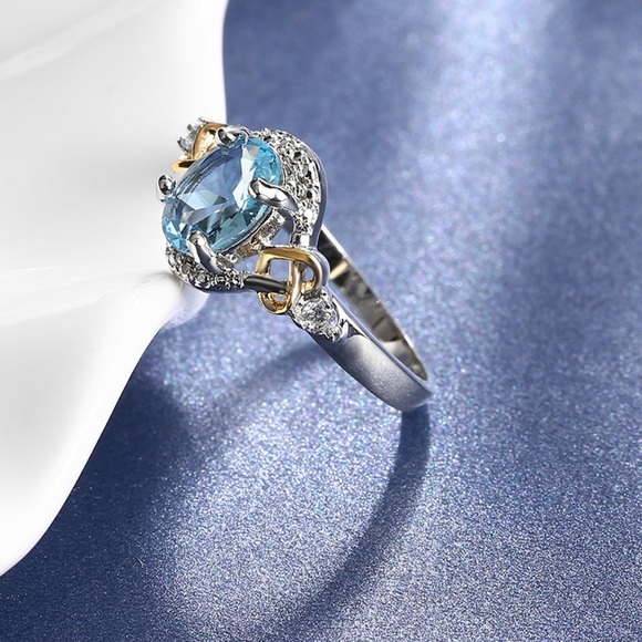 Blue Topaz .925 Silver Dainty Ring - Picture 3 of 7